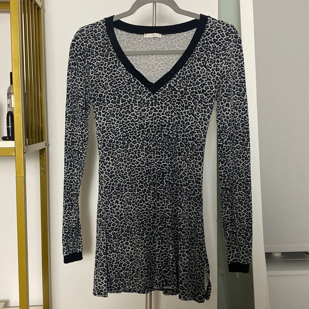 Leopard black and grey print knit dress
